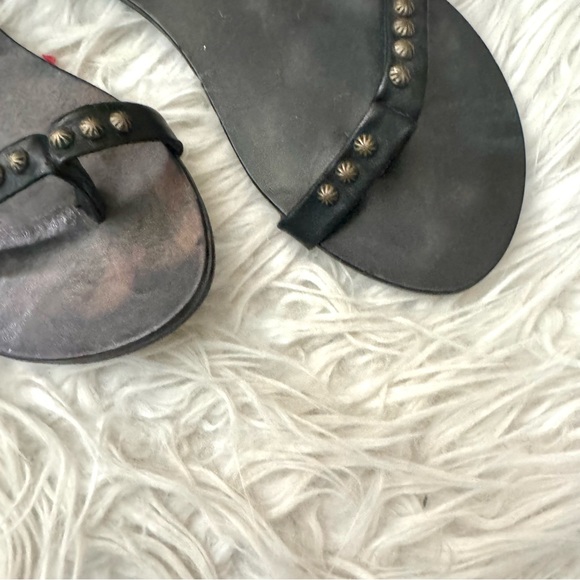 Anine Bing Ankle Cuff Studded Leather Thong Toe Sandals Black Size 8/38 - Picture 5 of 9